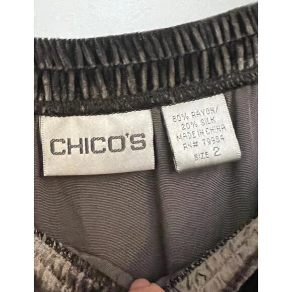 Chico's Silk Blend Whimsigoth Sevilla Skirt Maxi tiered Brown velvet Size 2 Boho - Picture 2 of 4